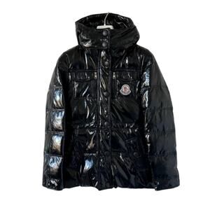 Women's Glossy Black Hooded Down Parka Size M
